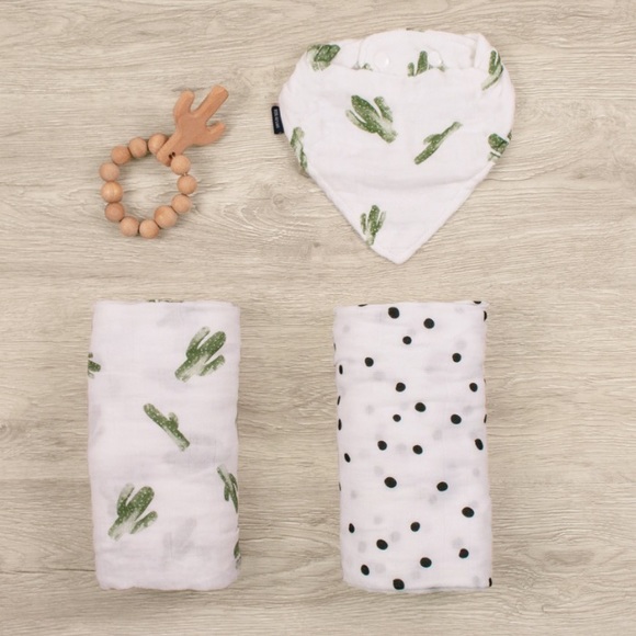 Bebe au Lait Other - NWT Muslin Cactus and Polkadot Print Baby Swaddle